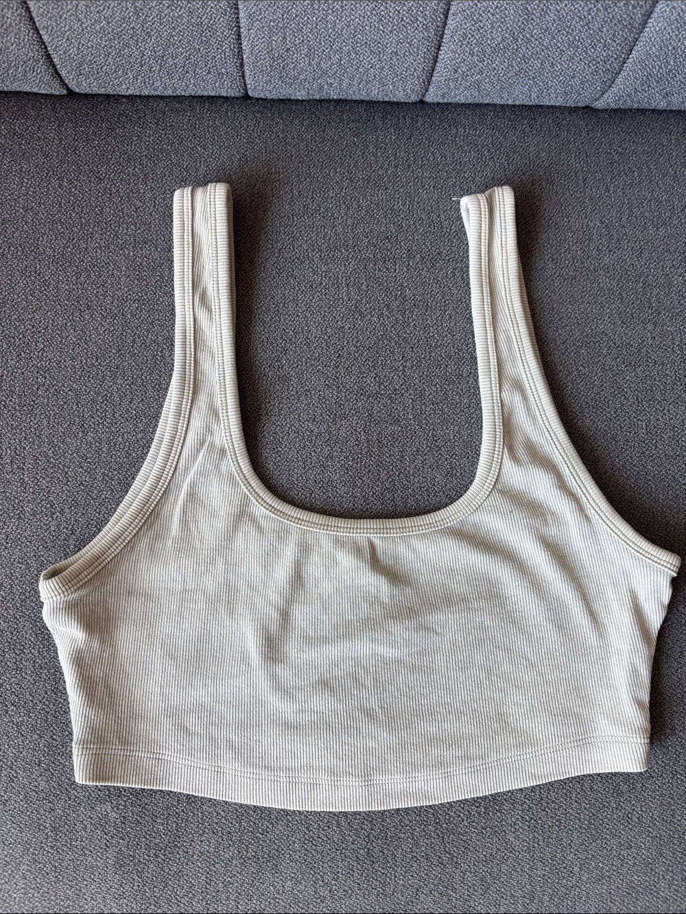 Zara Ribbed Tank Top in Light Beige